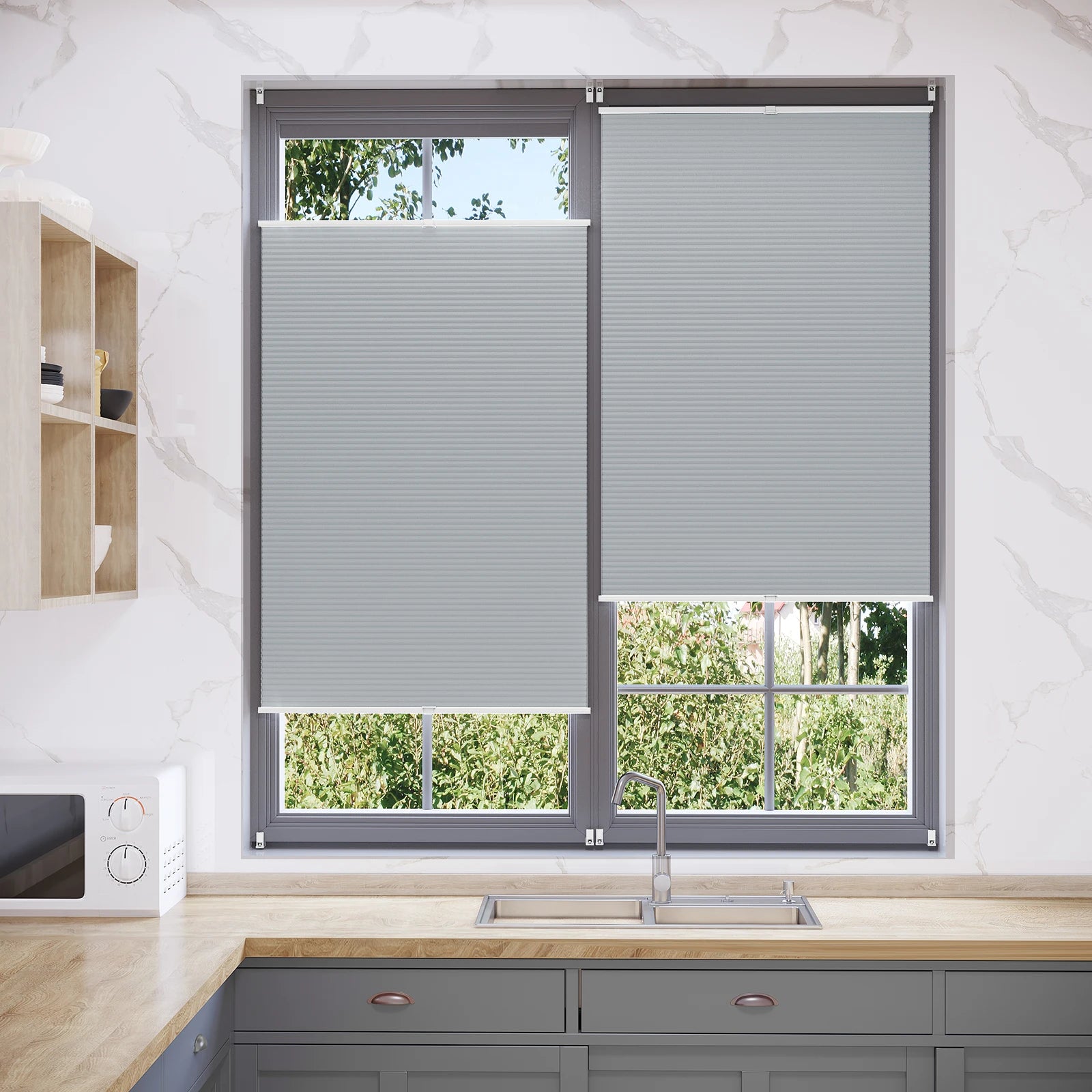 Store plissé alvéolaire occultant thermique pour fenêtre maison