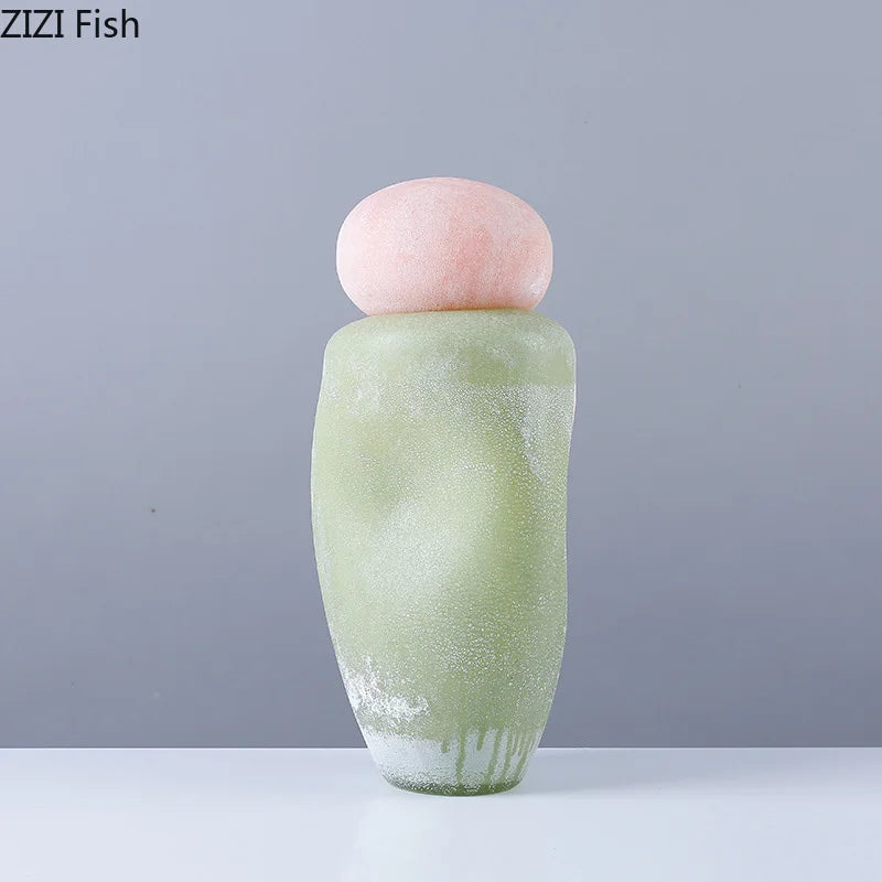 vase en verre décoratif avec couvercle pour fleurs artificielles - vue 3 sur 8