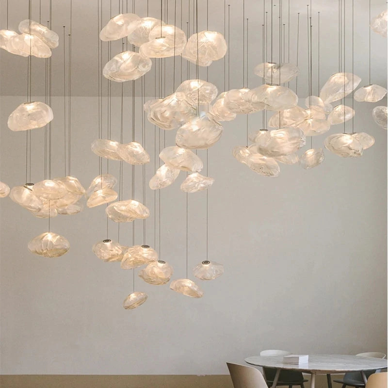 lustre moderne 	 en verre pour restaurant et magasin de vêtements - vue 6 sur 10