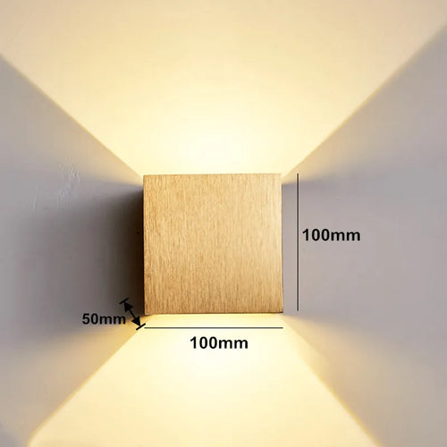 Applique murale LED lumière extérieure étanche IP65 porche jardin applique et intérieur chambre chevet décoration éclairage lampe en aluminium doré - vue 6 sur 15