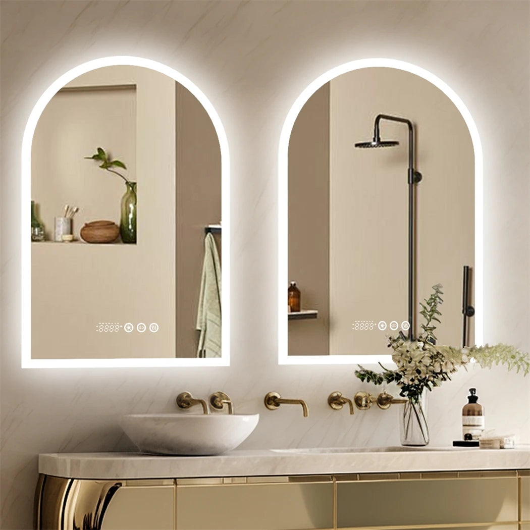 miroir LED arqué intelligent avec affichage température et heure antibuée - vue 3 sur 7