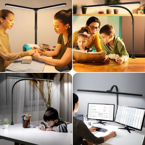lampe de bureau à double tête à pince led adjustable - vue 7 sur 8