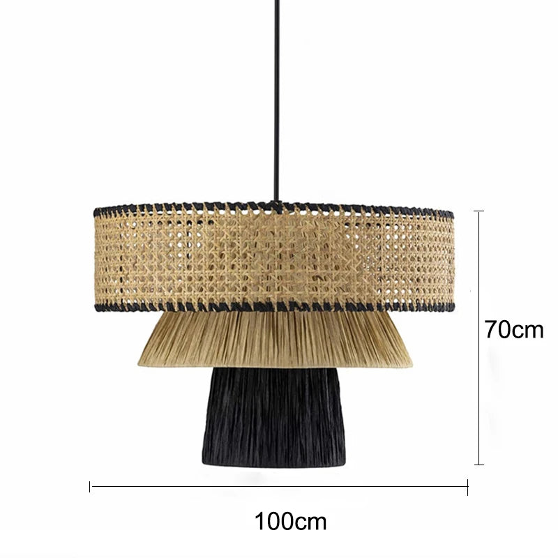 lustre en rotin style japonais fait à la main créatif - vue 15 sur 17