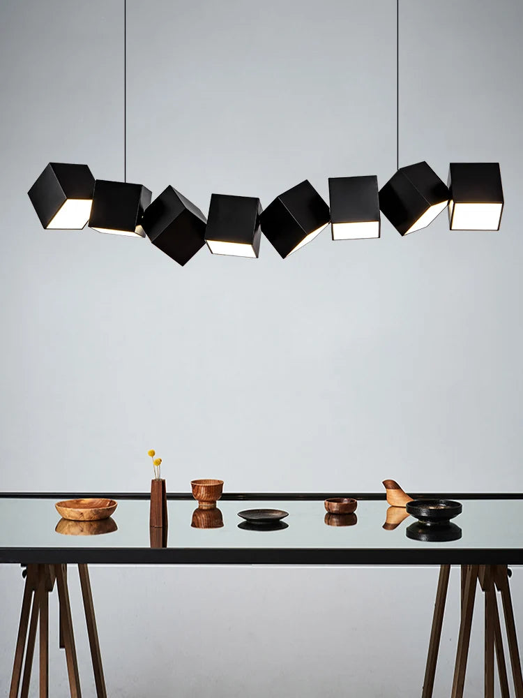 lustre moderne simple nordique luxe longue barre suspension lampe - vue 5 sur 8
