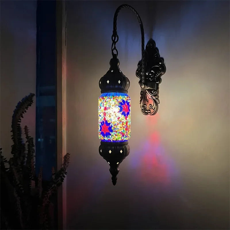 appliques murales méditerranéennes style bohème rétro mosaïque LED - vue 9 sur 11