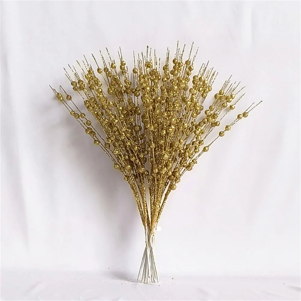 décoration festive du nouvel an 2024 avec baies et fleurs scintillantes - vue 4 sur 15