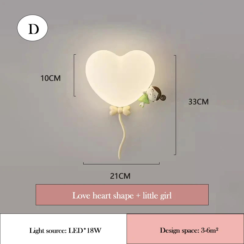 applique murale led en forme de cœur pour chambre d'enfant - vue 8 sur 12