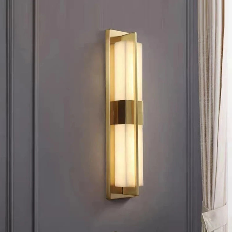 applique murale en marbre cuboïde naturel avec led