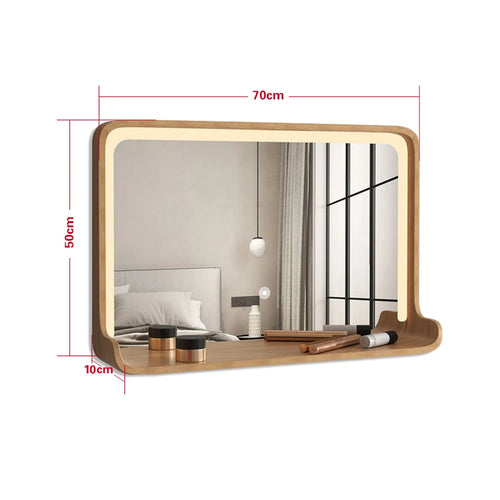 miroir en bois massif avec éclairage led et fixation murale - vue 16 sur 29