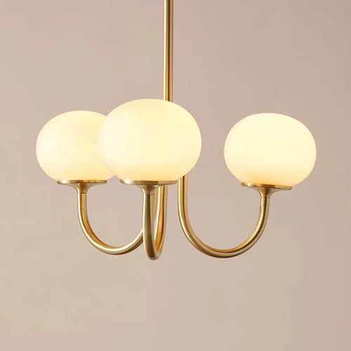 Lustre suspendu vintage en verre blanc - vue 4 sur 10