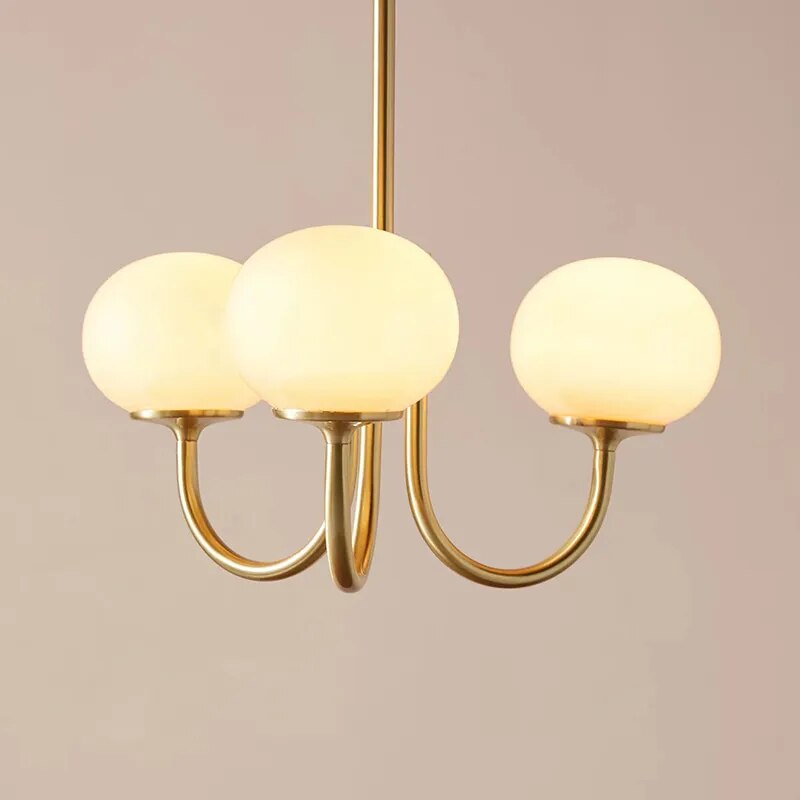 Lustre suspendu vintage en verre blanc - vue 3 sur 10