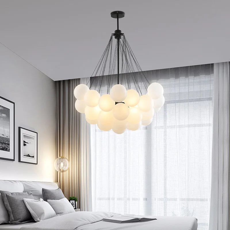 lustre moderne en verre à bulles pour bar et boutique - vue 4 sur 10