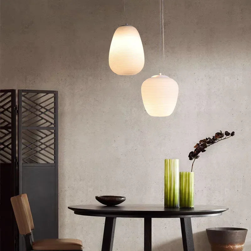 suspension led en verre style japonais moderne pour intérieur élégant - vue 3 sur 14
