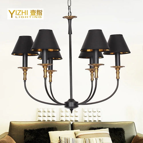 Lampe fer forgé noir rétro européen art suspension - vue 10 sur 15