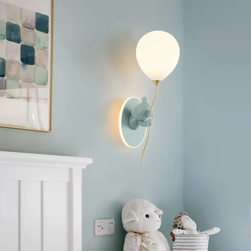 Applique murale nordique créative led avec dessin animé ours ballon - vue 4 sur 17