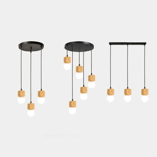 suspension vintage en bois de chêne design moderne - vue 5 sur 15