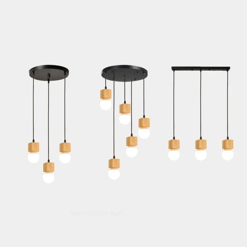 suspension vintage en bois de chêne design moderne - vue 4 sur 15