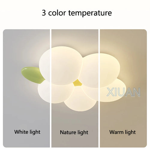 Modern Simple Children's Room Ceiling Lamps with White PE Flower Sconces White Rabbit Girl Boy Baby Kids Bedroom Hanging Light - vue 7 sur 8
