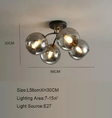 plafonnier industriel design en verre fumé pour décoration moderne - vue 12 sur 12