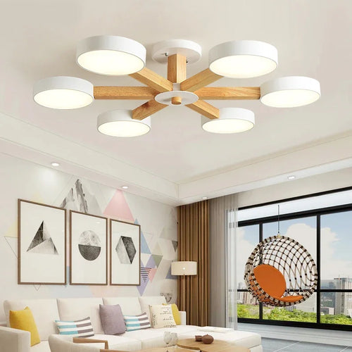 plafonnier moderne en bois à éclairage led pour décoration intérieure - vue 2 sur 15