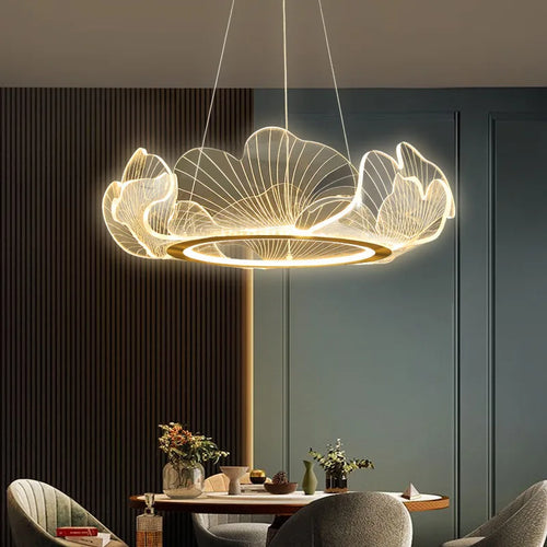 lustre led postmoderne de luxe réglable lotus feuille minimaliste - vue 2 sur 9