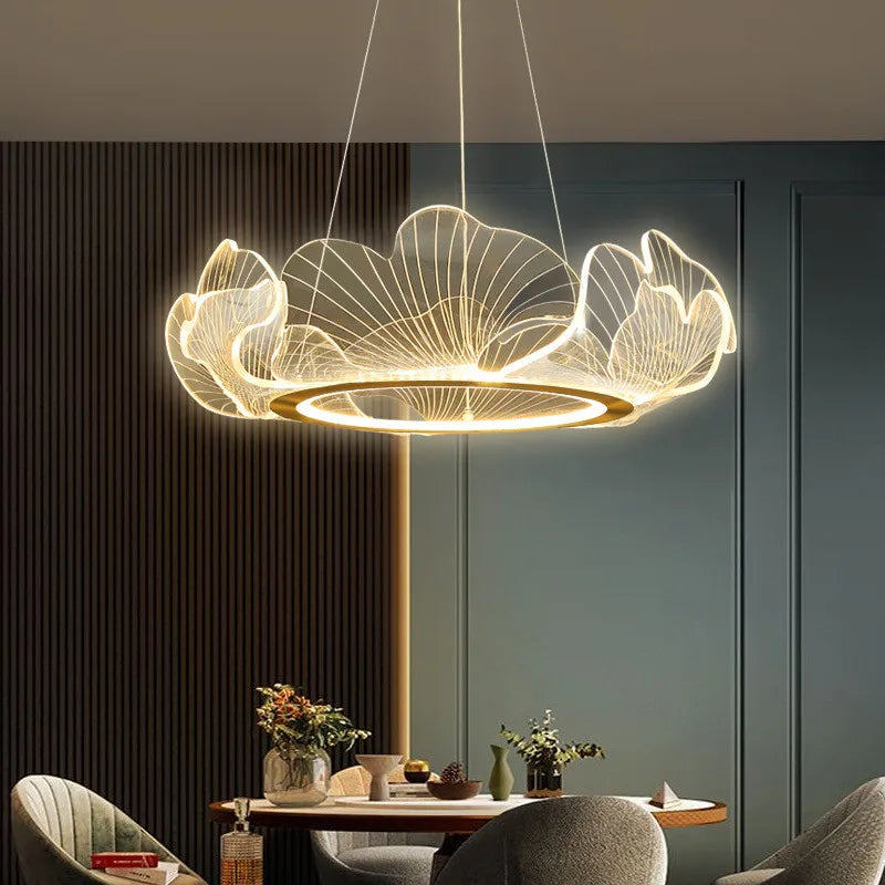 lustre led postmoderne de luxe réglable lotus feuille minimaliste - vue 1 sur 9