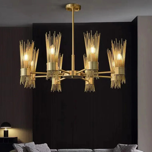 lustre en cuivre plein led créatif suspendu pour décoration maison - vue 3 sur 16