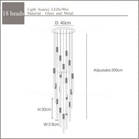 lustre en or lampe d'escalier moderne LED éclairage intérieur en cristal spirale