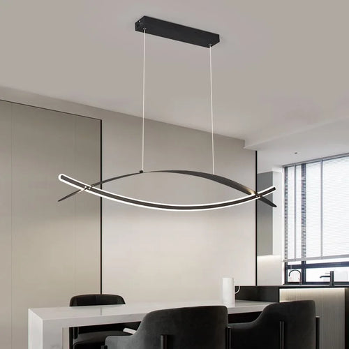 2023 Modern Led Simple Pendant Lamp Double Arc Creative Style Chandelier For Dining Room Living Room Deluxe Plating Color - vue 3 sur 6