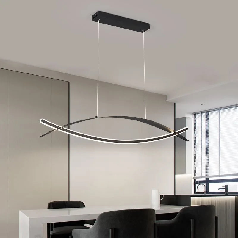 2023 Modern Led Simple Pendant Lamp Double Arc Creative Style Chandelier For Dining Room Living Room Deluxe Plating Color - vue 2 sur 6