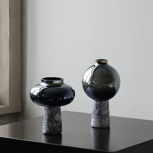 vase en verre marbré style chinois pour décoration intérieure élégante - vue 2 sur 8