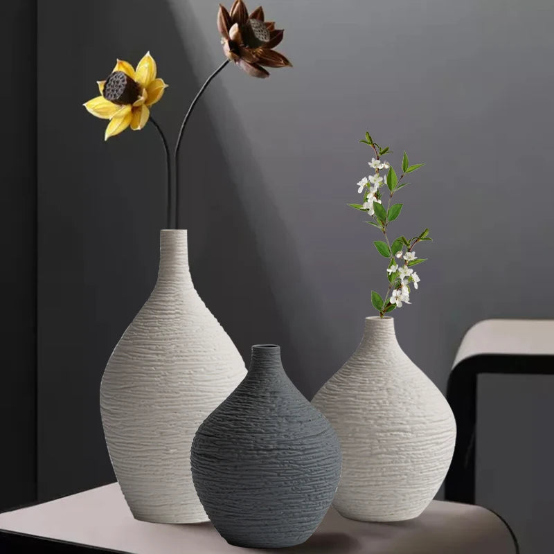 vase décoratif en céramique pot de fleurs nordique pour intérieur et bureau - vue 5 sur 10