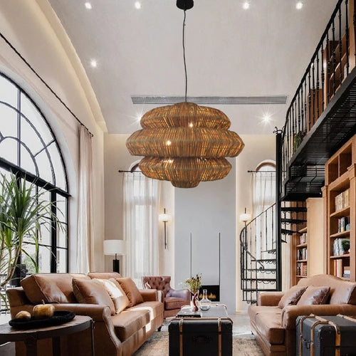 Lampes bohème créatives en rotin - vue 4 sur 14