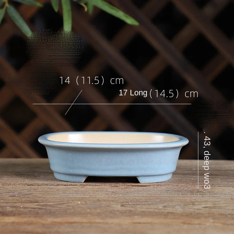 pot de fleurs rond en sable pour bonsaï rétro et succulentes - vue 8 sur 19