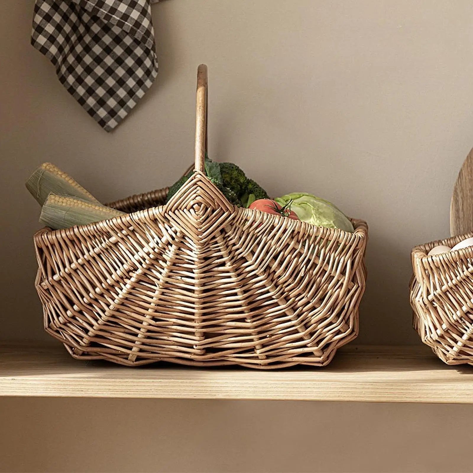 panier en osier pour pique-nique fruits légumes camping et fêtes - vue 3 sur 7