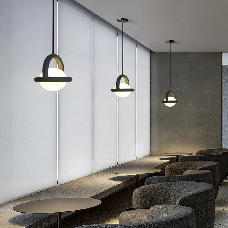 Nordique Simple Ballon Suspension Lampe Jupiter Boule Lampe Chambre Chevet Balconbar Café Petite Suspension Art Designer Lustre - vue 6 sur 10