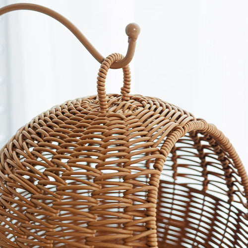 nid suspendu en imitation rotin pour chat et rangement - vue 4 sur 6