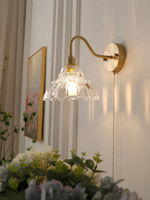 suspension en verre et laiton style japonais design nordique luxe - vue 5 sur 8