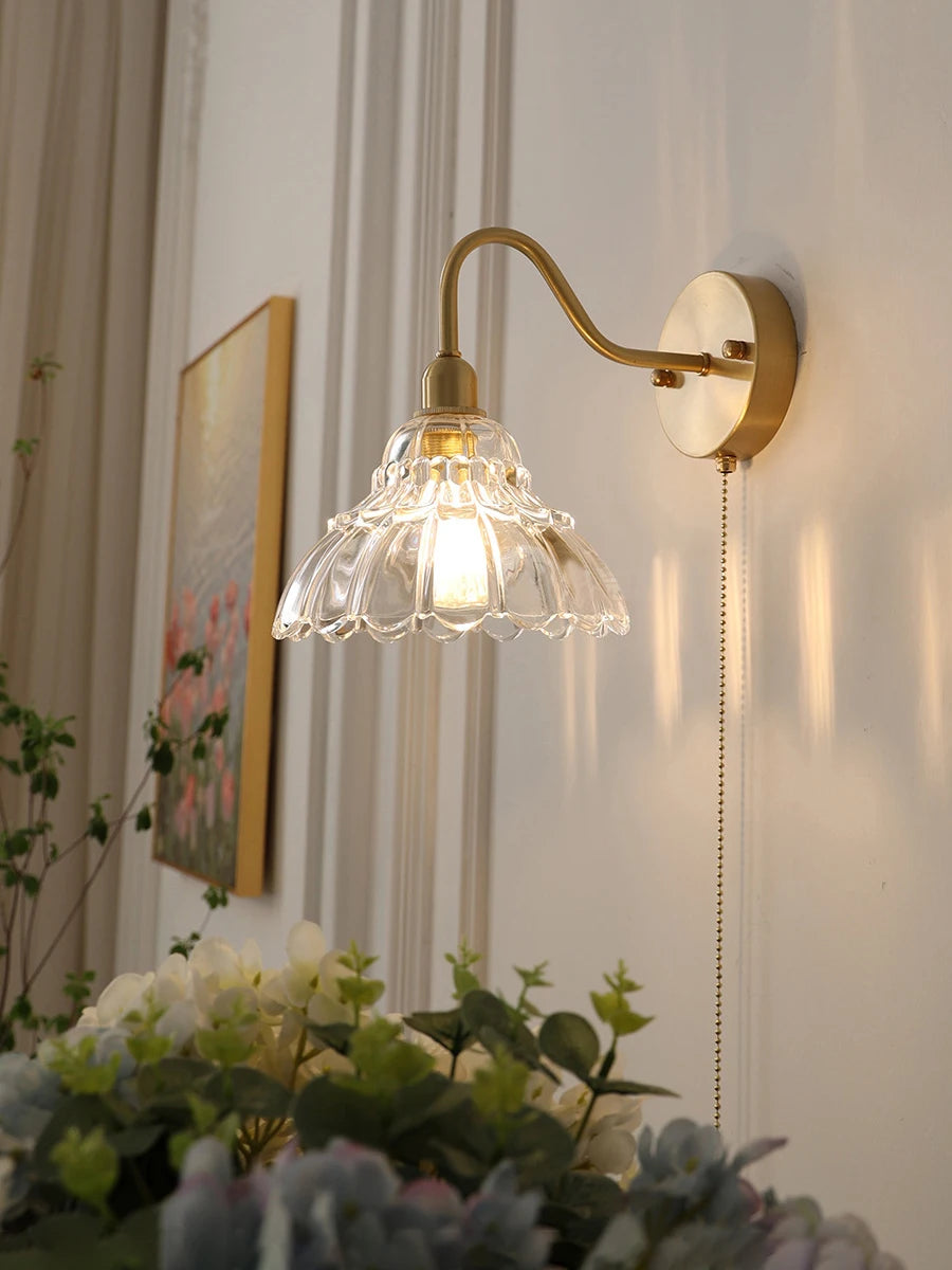 suspension en verre et laiton style japonais design nordique luxe - vue 4 sur 8