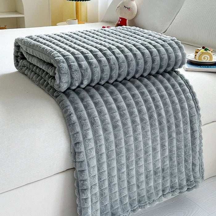 plaid flanelle motif carreaux imitation fourrure bureau hiver - vue 2 sur 2