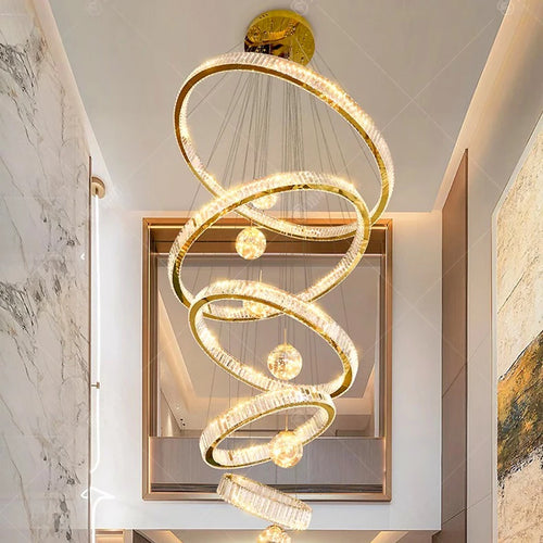Lustre design anneau en cristal intelligentes pour décoration moderne - vue 2 sur 11