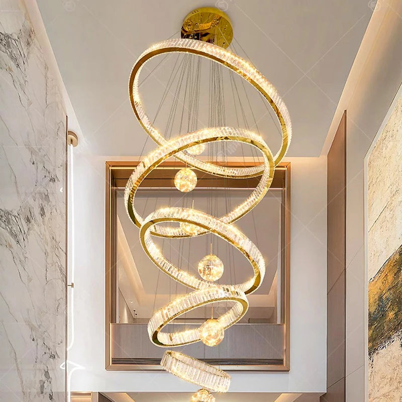 Lustre design anneau en cristal intelligentes pour décoration moderne - vue 2 sur 11
