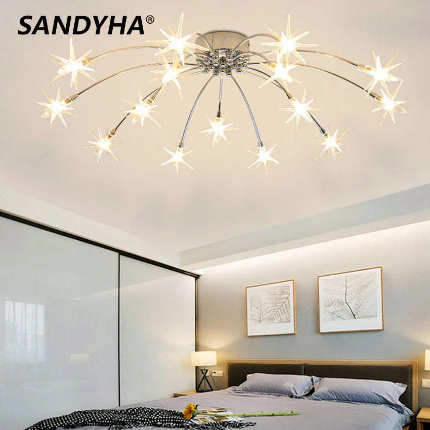 lustre moderne ciel étoile design intérieur lumineux décoratif - vue 1 sur 14