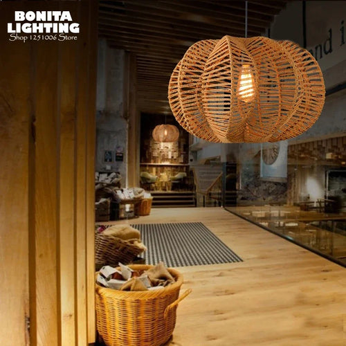 suspension rétro en corde de chanvre design américain pour restaurants - vue 3 sur 3