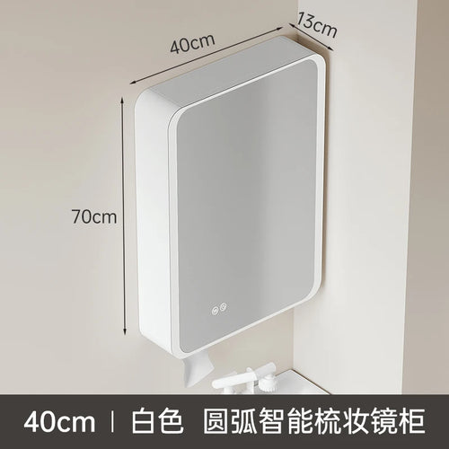 armoire circulaire en aluminium avec miroir éclairage intelligent et rangement - vue 8 sur 32