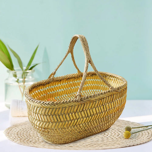 panier à provisions en osier avec poignée en bambou pour le jardin - vue 2 sur 6
