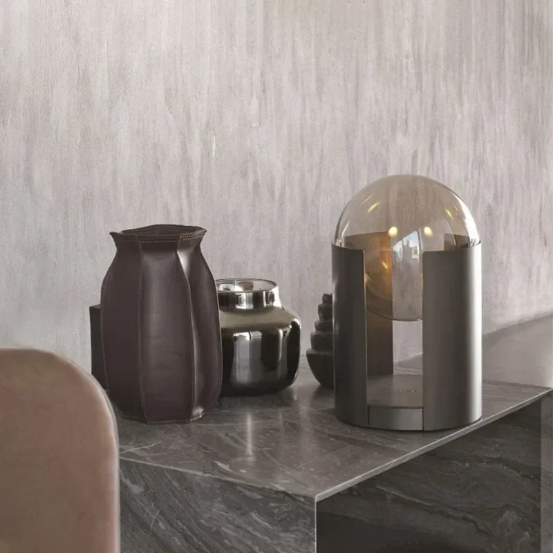 lampadaire moderne en fer et verre avec lumière led décorative - vue 9 sur 10