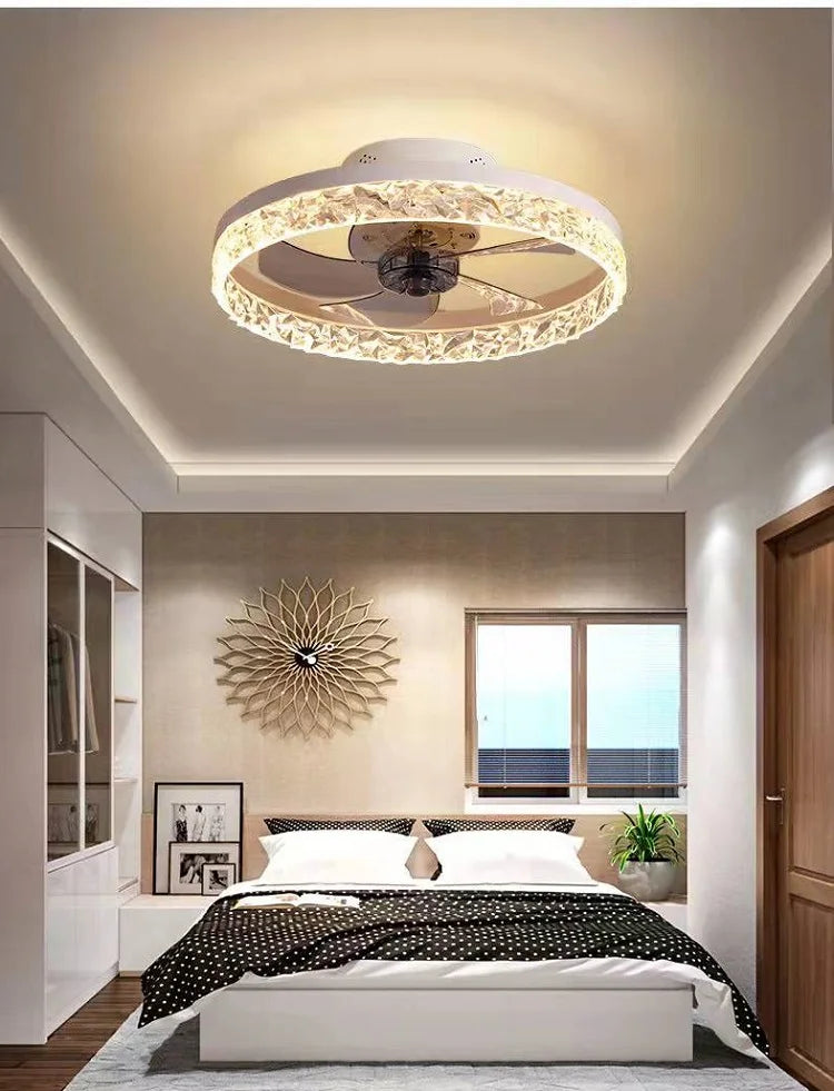 ventilateur de plafond lumineux silencieux avec télécommande décoratif - vue 2 sur 10