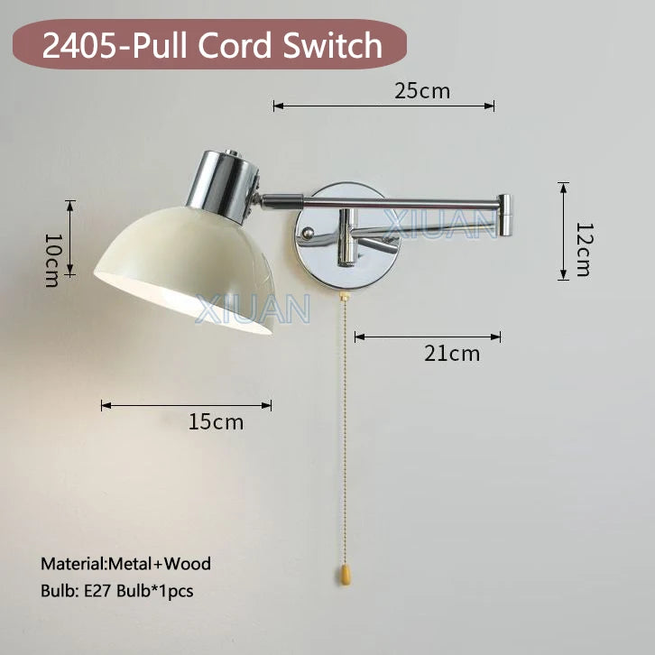 applique murale moderne bras pivotant led en tissu plissé métal - vue 10 sur 23