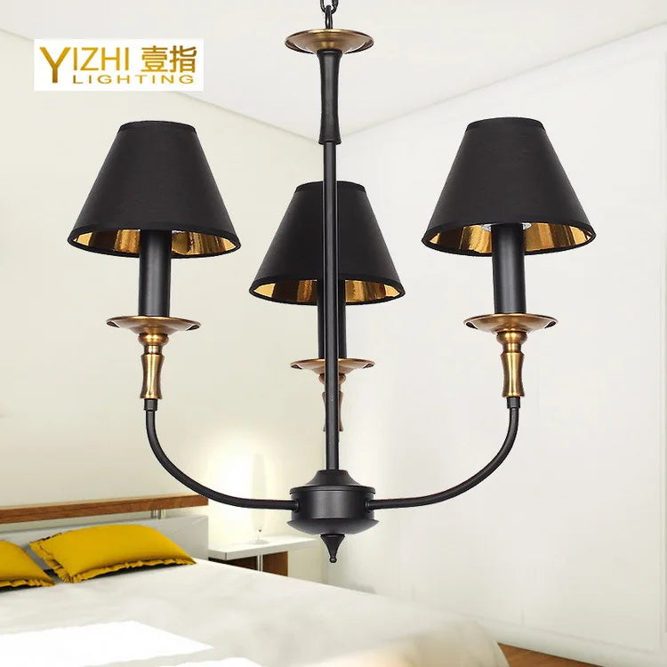 Lampe fer forgé noir rétro européen art suspension